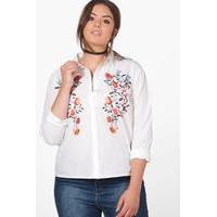 Nicole Embroidered Shoulder Shirt - white