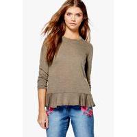 nia frill hem jumper khaki