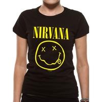 Nirvana - Smiley Women\'s Large T-Shirt - Black