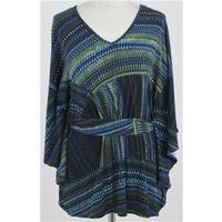 Nina Leonard Size: M, green, blue & brown batwing top