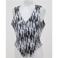 Nienhaus & Lotz Size 10 black & white sequinned front waistcoat