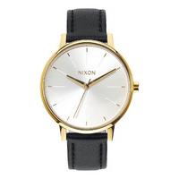 nixon kensington leather watch gold white black