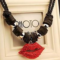 Nightclub Exaggerated Red Lip Collarbone Chain