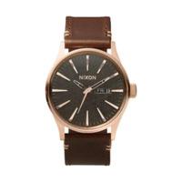 nixon the sentry leather rose goldgunmetalbrown