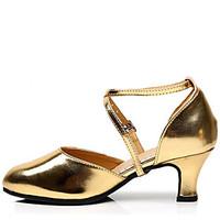 Non Customizable Women\'s Dance Shoes Sandals Latin Leatherette Chunky Heel Outdoor Black/Red/Gold/Silver