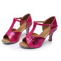 Non Customizable Kids\' Dance Shoes Paillette Latin Sandals Stiletto Heel Indoor