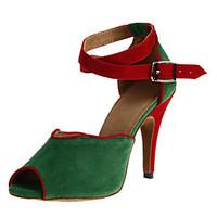 Non Customizable Women\'s Dance Shoes Latin/Ballroom Satin Customized Heel Multi-color