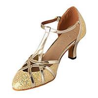 Non Customizable Women\'s Dance Shoes Modern Leatherette/Sparkling Glitter Customized Heel Silver/Gold