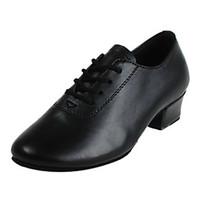 non customizable womens dance shoes modern leather chunky heel black