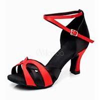 non customizable womens dance shoes satin satin latin heels cuban heel ...