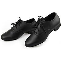 Non Customizable Men\'s Dance Shoes Modern Leather Cuban Heel Black