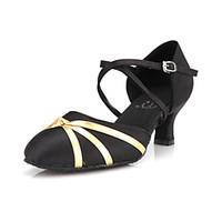 Non Customizable Women\'s Dance Shoes Modern/Ballroom Satin Stiletto Heel Black