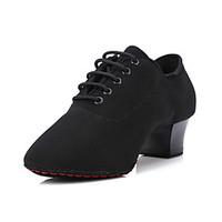 non customizable womens dance shoes modern fabric flared heel black