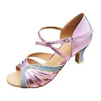 Non Customizable Women\'s Dance Shoes Latin/Ballroom Leatherette Stiletto Heel Black/Multi-color/Purple