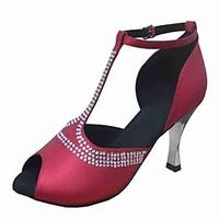 Non Customizable Women\'s Dance Shoes Latin Satin Customized Heel Black/Blue/Brown/Green/Pink/Purple/Red/Ivory/White/Silver/Gold/Fuchsia