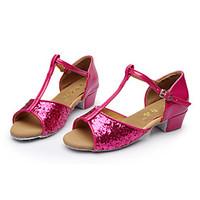 Non Customizable Kids\' Dance Shoes Paillette Latin Sandals Low Heel Indoor