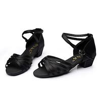 Non Customizable Kids\' Dance Shoes Satin Latin Sandals Low Heel Indoor