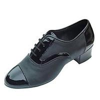 non customizable mens dance shoes latin leather chunky heel black