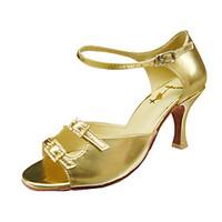 Non Customizable Women\'s Dance Shoes Latin/Ballroom Leatherette Stiletto Heel Gold