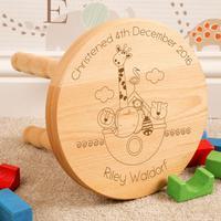 Noahs Ark Personalised Wooden Stool for Boy or Girl: Christening
