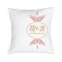 notable personalised ring cushion with double floral monogram