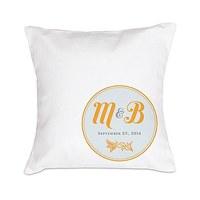 notable personalised ring cushion with circle floral monogram