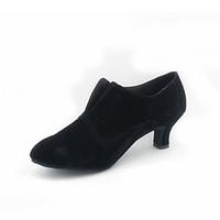 Non Customizable Women\'s Dance Shoes Modern Suede Cuban Heel Black