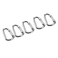 No.5 Silver Aluminum Carabiner Clip (Small, 5-Pack)