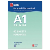 Nobo A1 Recycled Flipchart Pad Perforated 40 Sheets Pack of 5 34631178