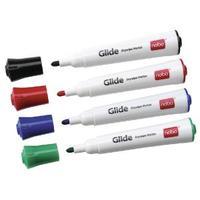 Nobo Assorted Colours Glide Drywipe Markers Pack of 4 1902096