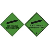 non flammable compressed gas self adhesive sticky sign 200 x 200mm