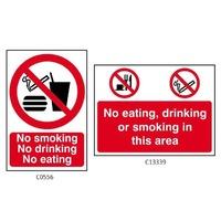 No smoking No drinking No eating -Sign PVC (200 x 300mm)