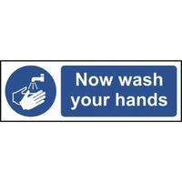 now wash your hands sign pvc 300 x 100mm