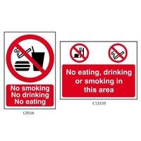 no eating no drinking no smoking sign pvc 600 x 450mm