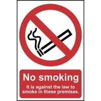 No smoking It is against the law to smoke Sign - PVC 148x210mm