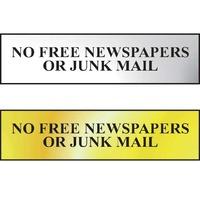 No Free Newspapers Or Junk Mail Sign - CHR (200 x 50mm)