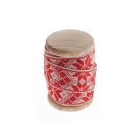 nordic flake christmas ribbon on wooden spool 3m red