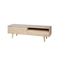 Nordic Wooden TV Stand In Solid Oak With Flap Door And Drawer