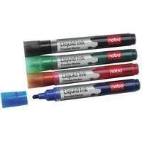 Nobo Liquid Ink Dry Wipe Marker Assorted Pack of 6