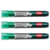Nobo Liquid Ink Drywipe Market Green (Pack of 12 Markers) for Drywipe Boards