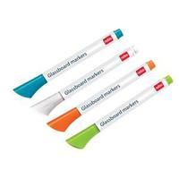 Nobo Neon Dry Erase Markers 3mm Chisel Tip (Assorted Colours) - Pack of 4 Markers