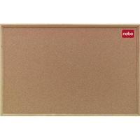 nobo classic 600x450mm cork noticeboard with oak frame and wall fixing ...