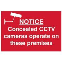 Notice Concealed CCTV Cameras Operate On These Premises - PVC 300 x 200mm