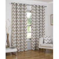 Normandy Chevron Lined Eyelet Curtains - Natural 117cm x 229cm