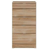 noah brown 5 drawer chest h1140mm w600mm