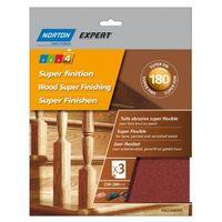 Norton Expert 180 Extra Fine Sandpaper Sheet Pack of 3