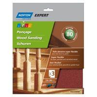 Norton Expert 80 Medium Sandpaper Sheet Pack of 3