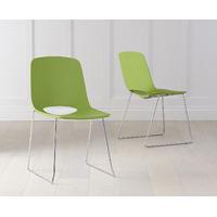 Nordic Chrome Sled Leg Green Chair