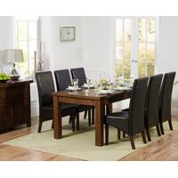 normandy 180cm dark solid oak extending dining table with wng chairs