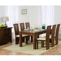 normandy 180cm dark solid oak extending dining table with montreal cha ...